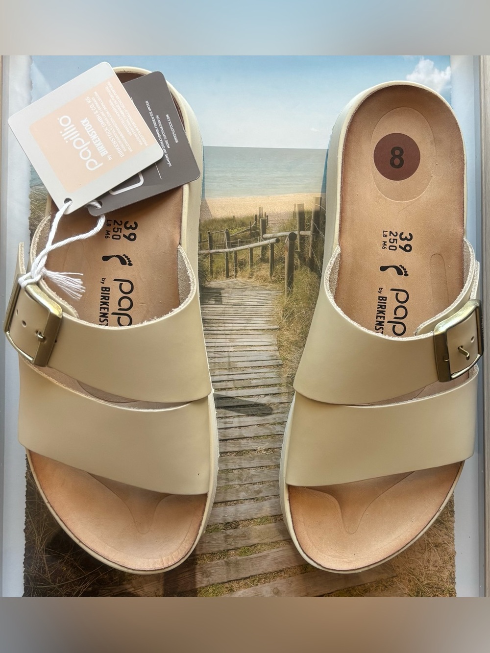 Birkenstock Papillio Almina Leather Platform Sandal Buckle Slides Sandals 37 39 - Picture 9 of 13